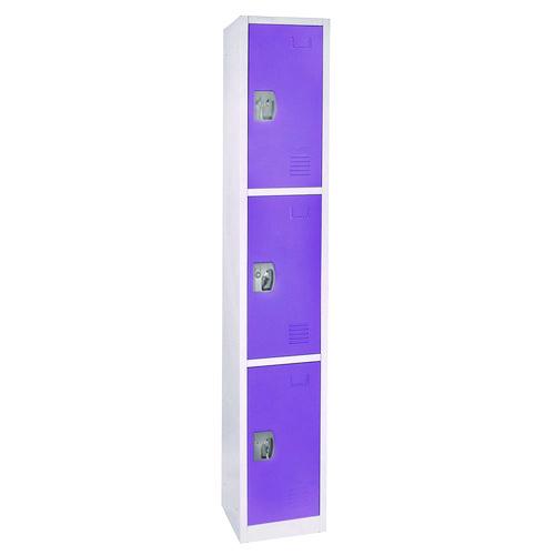 Image of AdirOffice ADI629203PURPKG1 Steel Storage Locker, 3 Compartment, 12 x 12 x 72, Purple