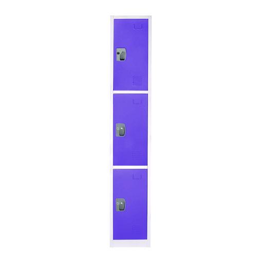 Image of AdirOffice ADI629203PURPKG1 Steel Storage Locker, 3 Compartment, 12 x 12 x 72, Purple