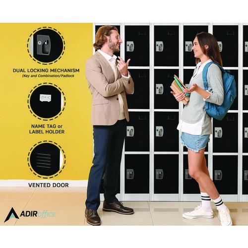 Image of AdirOffice ADI629204BLK Steel Storage Locker, 4 Compartment, 12 x 12 x 72, Black