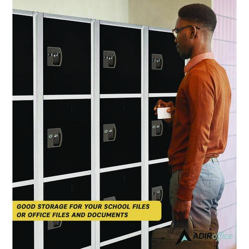 Image of AdirOffice ADI629204BLK Steel Storage Locker, 4 Compartment, 12 x 12 x 72, Black