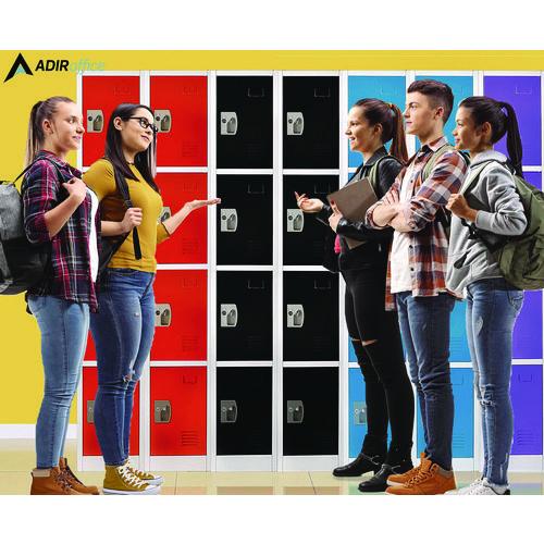 Image of AdirOffice ADI629204BLK Steel Storage Locker, 4 Compartment, 12 x 12 x 72, Black