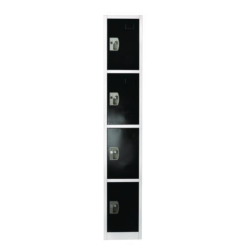 Image of AdirOffice ADI629204BLK Steel Storage Locker, 4 Compartment, 12 x 12 x 72, Black