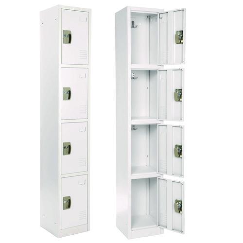 Image of AdirOffice ADI629204WHI Steel Storage Locker, 4 Compartment, 12 x 12 x 72, White