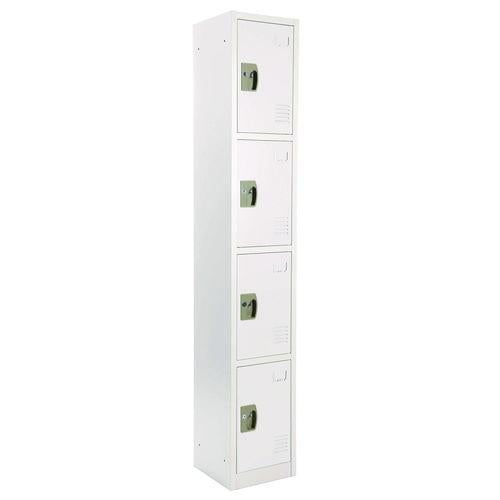 Image of AdirOffice ADI629204WHI Steel Storage Locker, 4 Compartment, 12 x 12 x 72, White