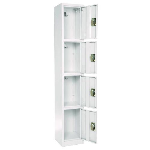 Image of AdirOffice ADI629204WHI Steel Storage Locker, 4 Compartment, 12 x 12 x 72, White