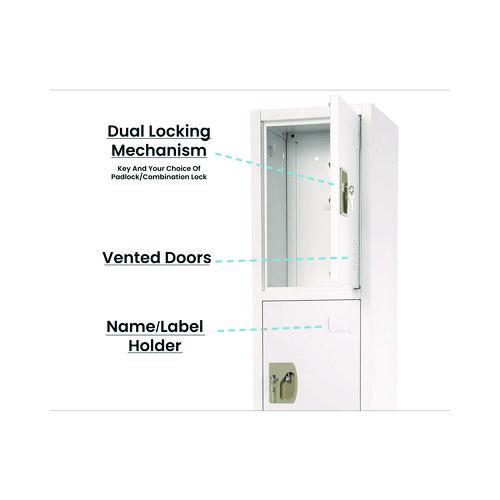 Image of AdirOffice ADI629204WHI Steel Storage Locker, 4 Compartment, 12 x 12 x 72, White
