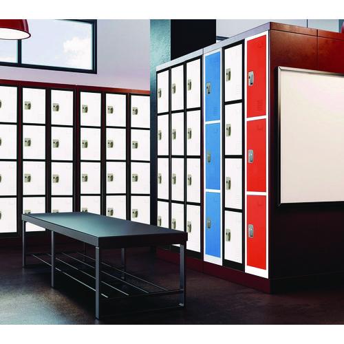 Image of AdirOffice ADI629204BW Steel Storage Locker, 4 Compartment, 12 x 12 x 72, Black Body/White Doors