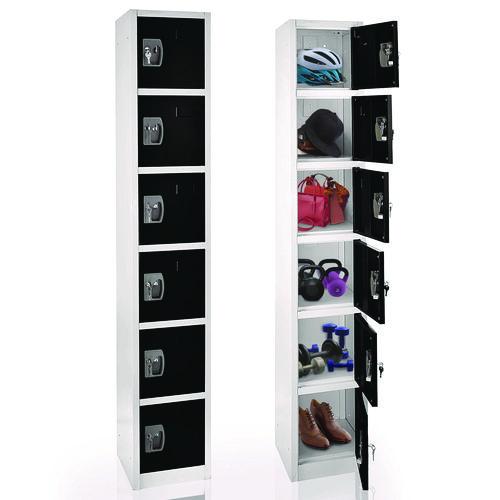 Image of AdirOffice ADI629206BLK Steel Storage Locker, 6 Compartment, 12 x 12 x 72, Black