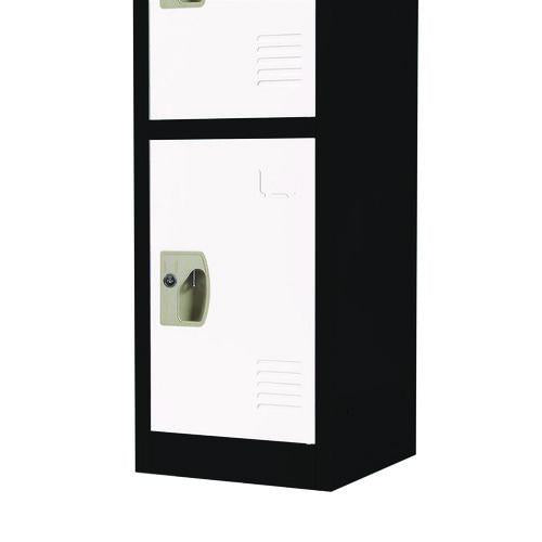 Image of AdirOffice ADI629204BW Steel Storage Locker, 4 Compartment, 12 x 12 x 72, Black Body/White Doors