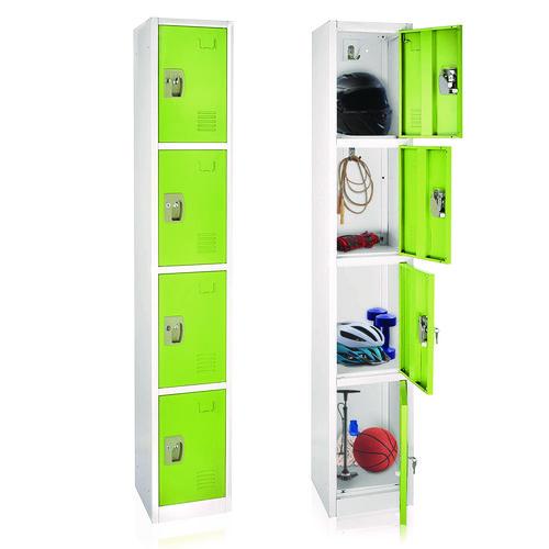 Image of AdirOffice ADI629204GRN Steel Storage Locker, 4 Compartment, 12 x 12 x 72, Green