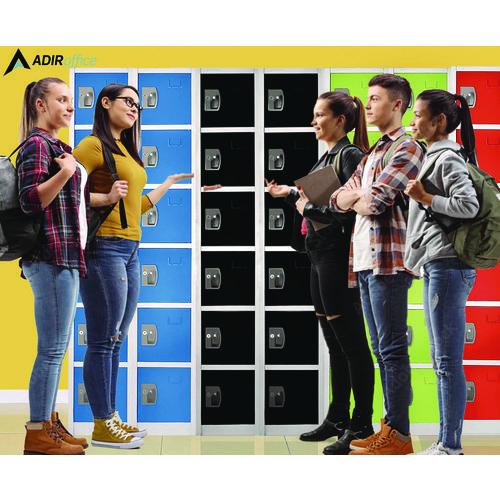 Image of AdirOffice ADI629206BLK Steel Storage Locker, 6 Compartment, 12 x 12 x 72, Black