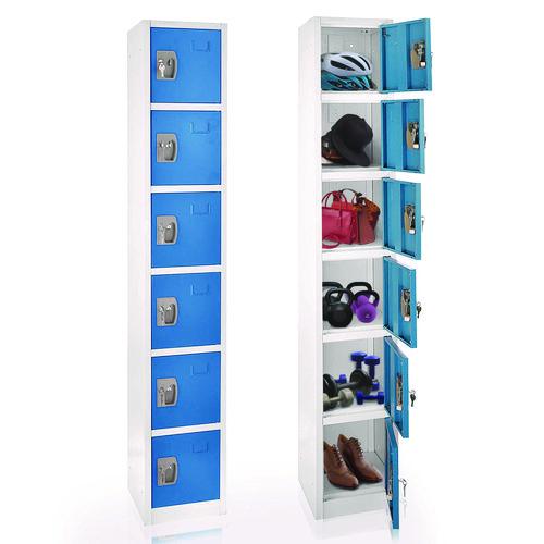 Image of AdirOffice ADI629206BLUPKG1 Steel Storage Locker, 6 Compartment, 12 x 12 x 72, Blue