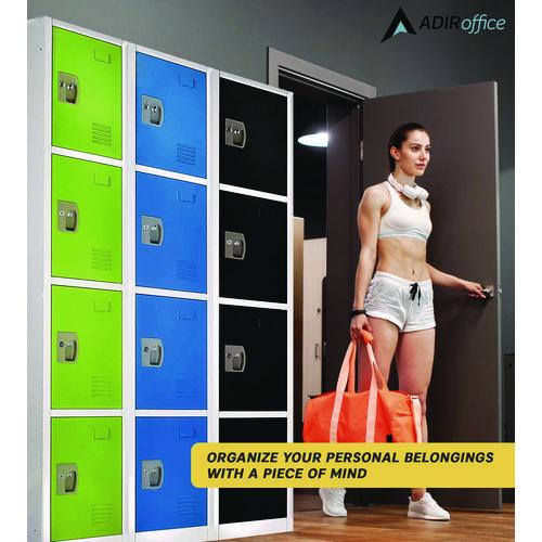 Image of AdirOffice ADI629204GRN Steel Storage Locker, 4 Compartment, 12 x 12 x 72, Green