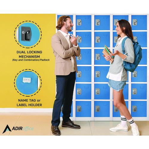 Image of AdirOffice ADI629206BLUPKG1 Steel Storage Locker, 6 Compartment, 12 x 12 x 72, Blue