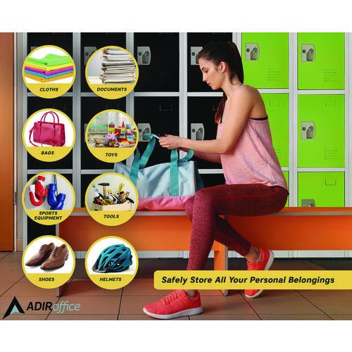 Image of AdirOffice ADI629204GRN Steel Storage Locker, 4 Compartment, 12 x 12 x 72, Green