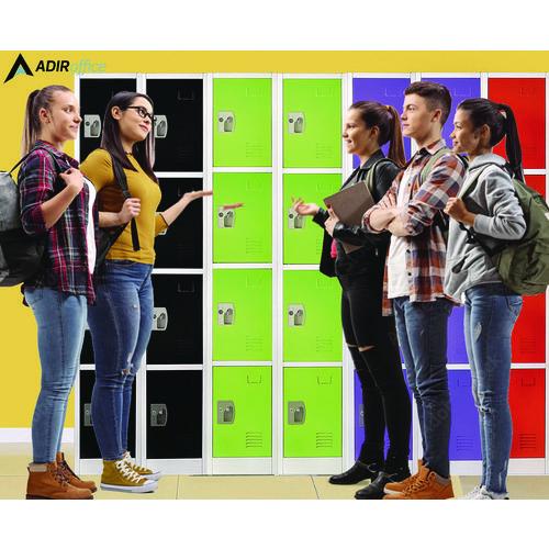 Image of AdirOffice ADI629204GRN Steel Storage Locker, 4 Compartment, 12 x 12 x 72, Green