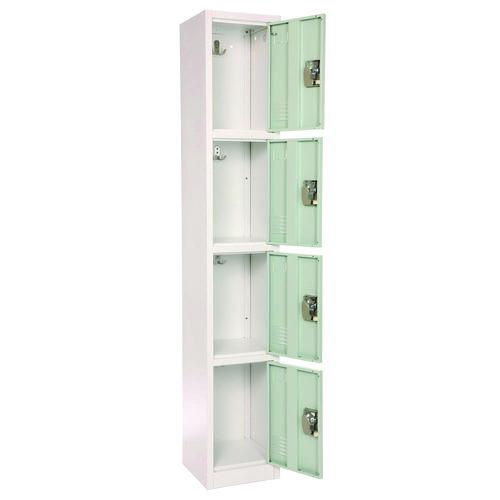 Image of AdirOffice ADI629204MGRN Steel Storage Locker, 4 Compartment, 12 x 12 x 72, Misty Green