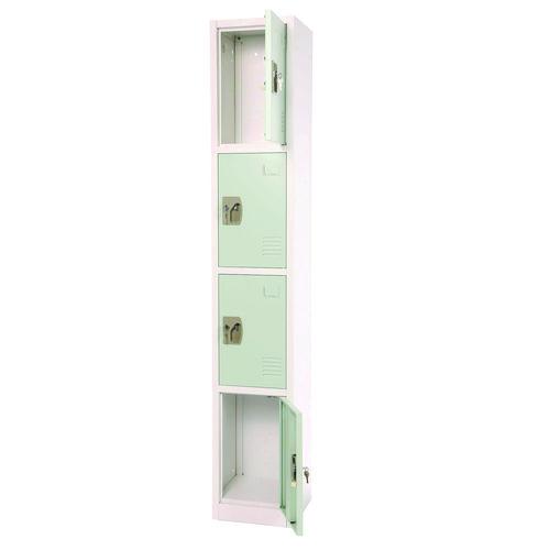 Image of AdirOffice ADI629204MGRN Steel Storage Locker, 4 Compartment, 12 x 12 x 72, Misty Green