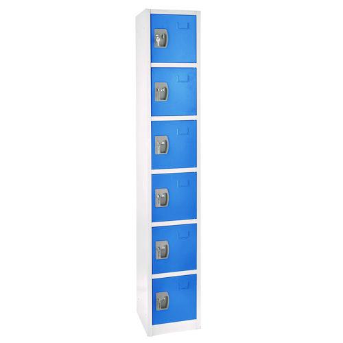 Image of AdirOffice ADI629206BLUPKG1 Steel Storage Locker, 6 Compartment, 12 x 12 x 72, Blue