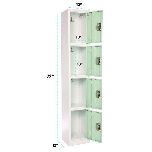 Image of AdirOffice ADI629204MGRN Steel Storage Locker, 4 Compartment, 12 x 12 x 72, Misty Green