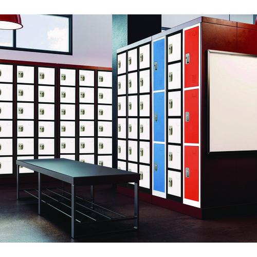 Image of AdirOffice ADI629206BW Steel Storage Locker, 6 Compartment, 12 x 12 x 72, Black Body/White Doors