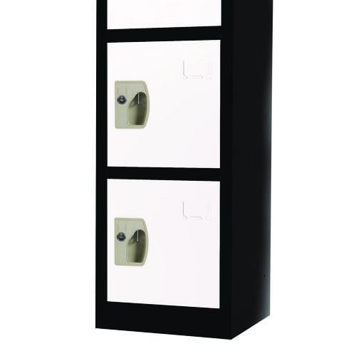 Image of AdirOffice ADI629206BW Steel Storage Locker, 6 Compartment, 12 x 12 x 72, Black Body/White Doors