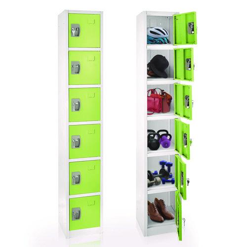 Image of AdirOffice ADI629206GRNPKG1 Steel Storage Locker, 6 Compartment, 12 x 12 x 72, Green