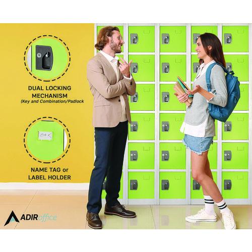 Image of AdirOffice ADI629206GRNPKG1 Steel Storage Locker, 6 Compartment, 12 x 12 x 72, Green