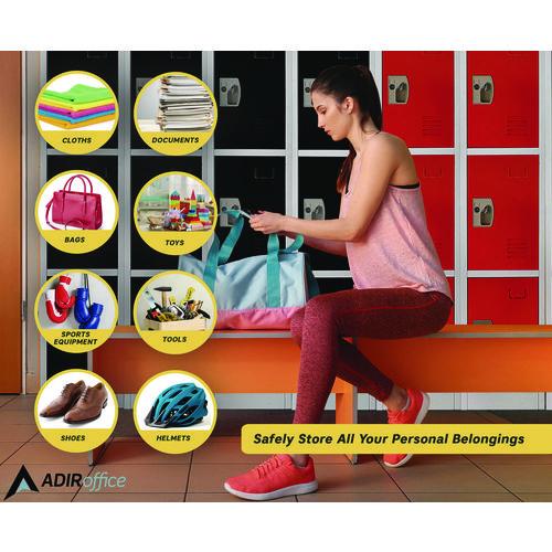 Image of AdirOffice ADI629204RED Steel Storage Locker, 4 Compartment, 12 x 12 x 72, Red