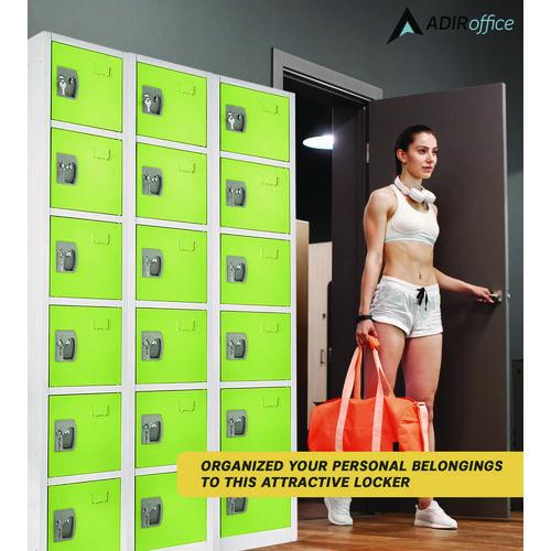 Image of AdirOffice ADI629206GRNPKG1 Steel Storage Locker, 6 Compartment, 12 x 12 x 72, Green