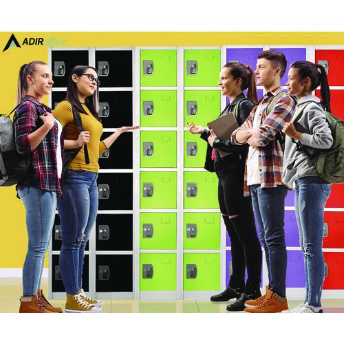 Image of AdirOffice ADI629206GRNPKG1 Steel Storage Locker, 6 Compartment, 12 x 12 x 72, Green