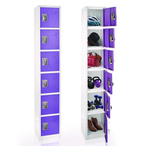 Image of AdirOffice ADI629206PURPKG1 Steel Storage Locker, 6 Compartment, 12 x 12 x 72, Purple