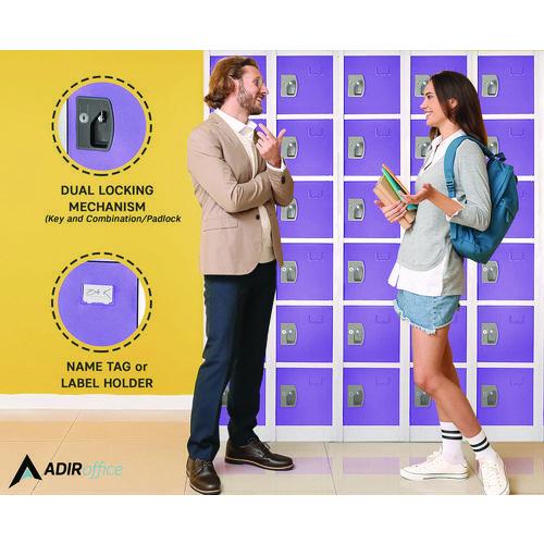 Image of AdirOffice ADI629206PURPKG1 Steel Storage Locker, 6 Compartment, 12 x 12 x 72, Purple