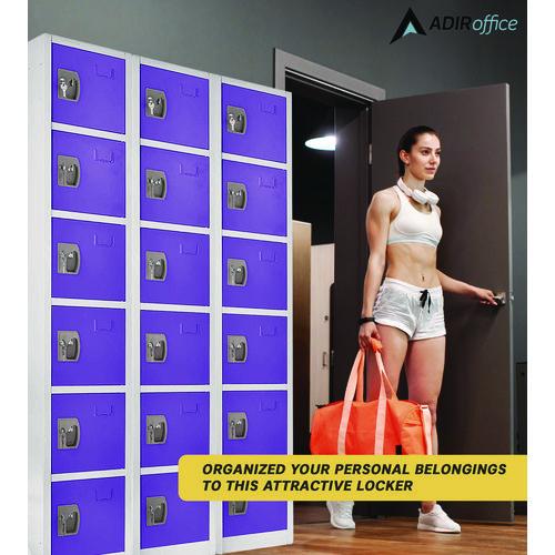 Image of AdirOffice ADI629206PURPKG1 Steel Storage Locker, 6 Compartment, 12 x 12 x 72, Purple