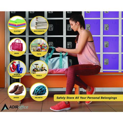 Image of AdirOffice ADI629206PURPKG1 Steel Storage Locker, 6 Compartment, 12 x 12 x 72, Purple