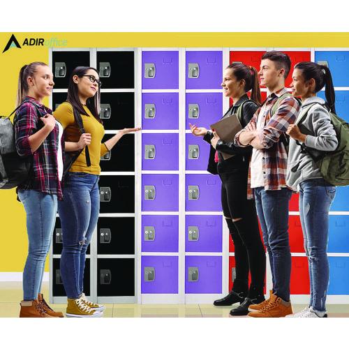 Image of AdirOffice ADI629206PURPKG1 Steel Storage Locker, 6 Compartment, 12 x 12 x 72, Purple