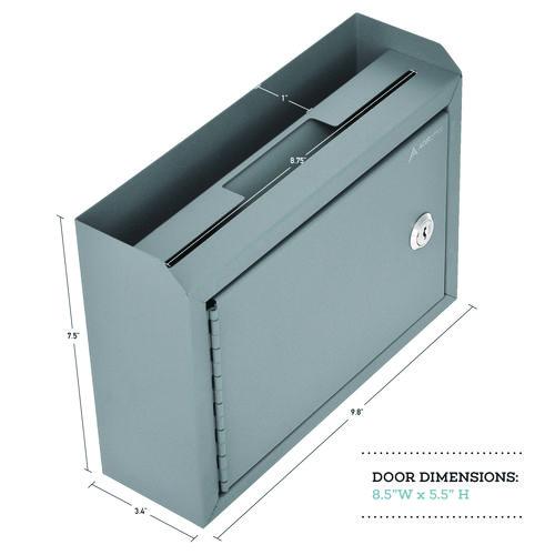Image of AdirOffice ADI63102GRYMK Medium Size Steel Multi-Purpose Secure Drop Box, 9.8 x 3.4 x 7.5, Gray