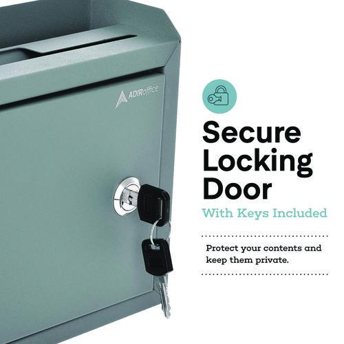 Image of AdirOffice ADI63102GRYMK Medium Size Steel Multi-Purpose Secure Drop Box, 9.8 x 3.4 x 7.5, Gray