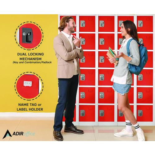 Image of AdirOffice ADI629206RED Steel Storage Locker, 6 Compartment, 12 x 12 x 72, Red
