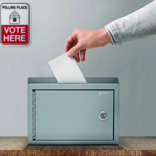 Image of AdirOffice ADI63102GRYMK Medium Size Steel Multi-Purpose Secure Drop Box, 9.8 x 3.4 x 7.5, Gray