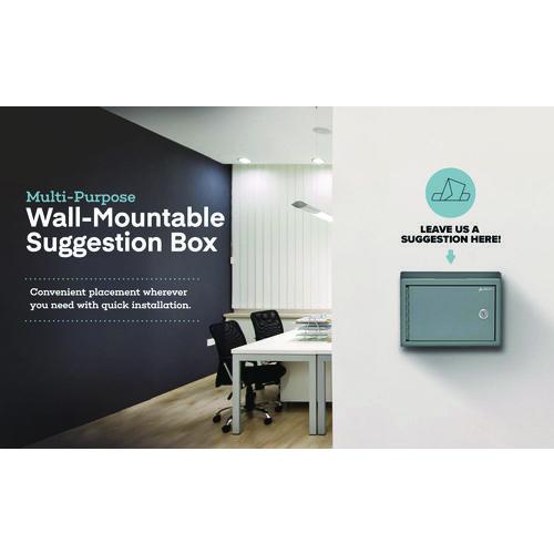 Image of AdirOffice ADI63102GRYMK Medium Size Steel Multi-Purpose Secure Drop Box, 9.8 x 3.4 x 7.5, Gray