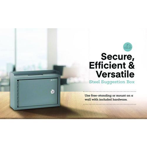 Image of AdirOffice ADI63102GRYMK Medium Size Steel Multi-Purpose Secure Drop Box, 9.8 x 3.4 x 7.5, Gray