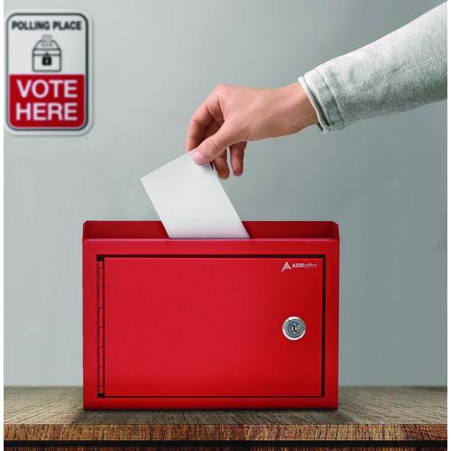 Image of AdirOffice ADI63102REDMK Medium Size Steel Multi-Purpose Secure Drop Box, 9.8 x 3.4 x 7.5, Red