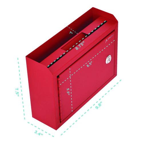 Image of AdirOffice ADI63102REDMK Medium Size Steel Multi-Purpose Secure Drop Box, 9.8 x 3.4 x 7.5, Red