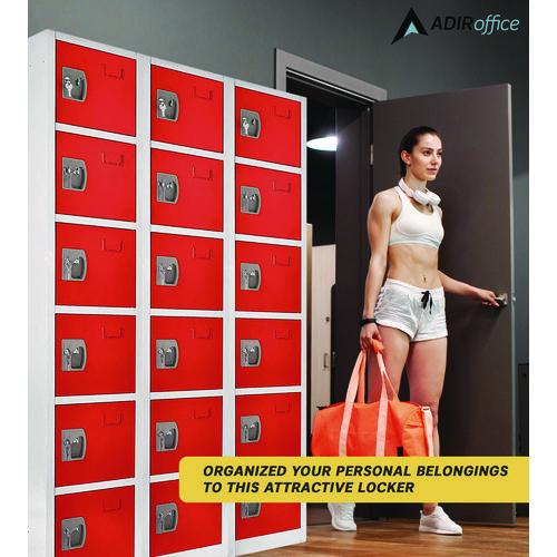 Image of AdirOffice ADI629206RED Steel Storage Locker, 6 Compartment, 12 x 12 x 72, Red