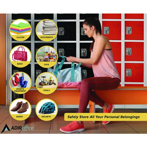 Image of AdirOffice ADI629206RED Steel Storage Locker, 6 Compartment, 12 x 12 x 72, Red