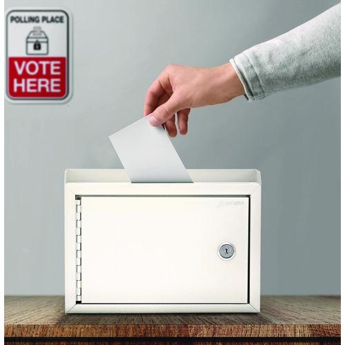 Image of AdirOffice Medium Size Steel Multi-Purpose Secure Drop Box, 9.8 x 3.4 x 7.5, White