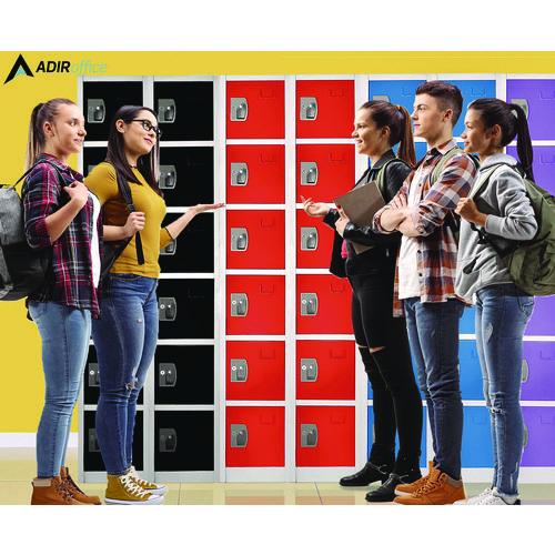 Image of AdirOffice ADI629206RED Steel Storage Locker, 6 Compartment, 12 x 12 x 72, Red