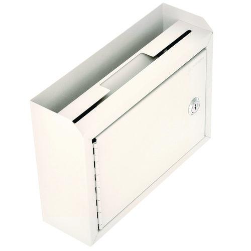 Image of AdirOffice Medium Size Steel Multi-Purpose Secure Drop Box, 9.8 x 3.4 x 7.5, White