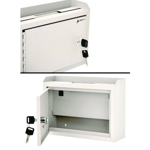 Image of AdirOffice Medium Size Steel Multi-Purpose Secure Drop Box, 9.8 x 3.4 x 7.5, White